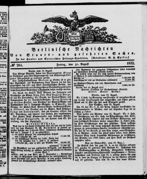 Berlinische Nachrichten von Staats- und gelehrten Sachen vom 31.08.1832