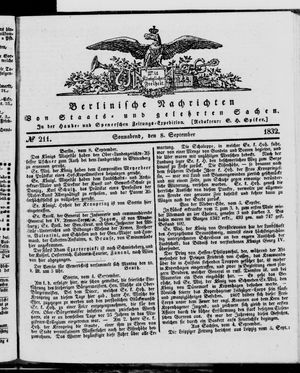 Berlinische Nachrichten von Staats- und gelehrten Sachen vom 08.09.1832