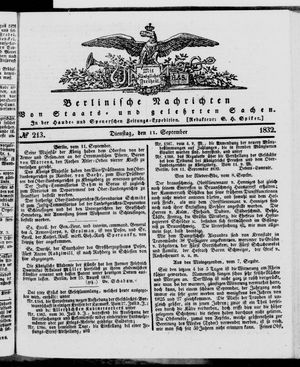Berlinische Nachrichten von Staats- und gelehrten Sachen vom 11.09.1832