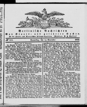 Berlinische Nachrichten von Staats- und gelehrten Sachen vom 13.09.1832