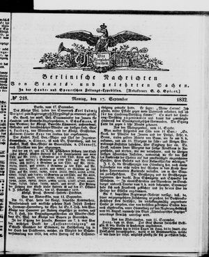 Berlinische Nachrichten von Staats- und gelehrten Sachen vom 17.09.1832