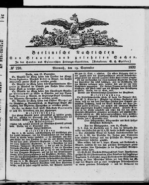 Berlinische Nachrichten von Staats- und gelehrten Sachen vom 19.09.1832