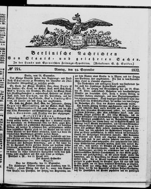 Berlinische Nachrichten von Staats- und gelehrten Sachen vom 24.09.1832