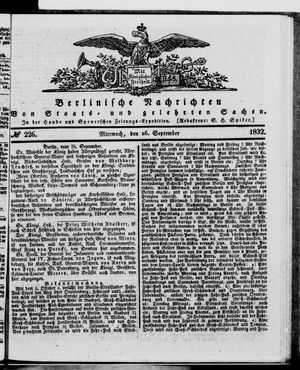 Berlinische Nachrichten von Staats- und gelehrten Sachen vom 26.09.1832