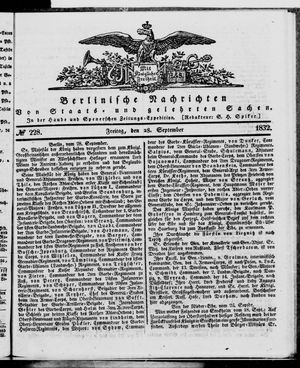 Berlinische Nachrichten von Staats- und gelehrten Sachen vom 28.09.1832