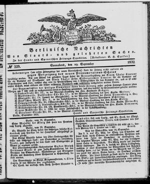 Berlinische Nachrichten von Staats- und gelehrten Sachen vom 29.09.1832