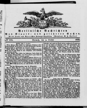 Berlinische Nachrichten von Staats- und gelehrten Sachen vom 03.10.1832