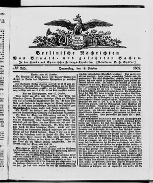 Berlinische Nachrichten von Staats- und gelehrten Sachen vom 18.10.1832