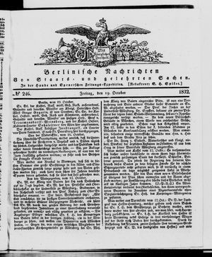 Berlinische Nachrichten von Staats- und gelehrten Sachen vom 19.10.1832