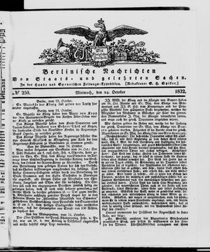 Berlinische Nachrichten von Staats- und gelehrten Sachen vom 24.10.1832