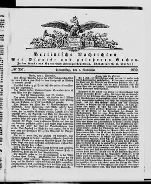 Berlinische Nachrichten von Staats- und gelehrten Sachen vom 01.11.1832
