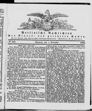 Berlinische Nachrichten von Staats- und gelehrten Sachen on Nov 7, 1832