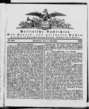 Berlinische Nachrichten von Staats- und gelehrten Sachen vom 10.11.1832
