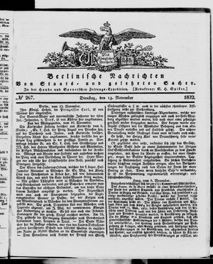 Berlinische Nachrichten von Staats- und gelehrten Sachen vom 13.11.1832