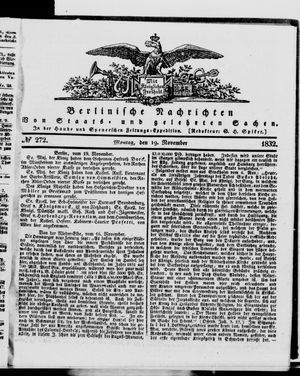 Berlinische Nachrichten von Staats- und gelehrten Sachen vom 19.11.1832