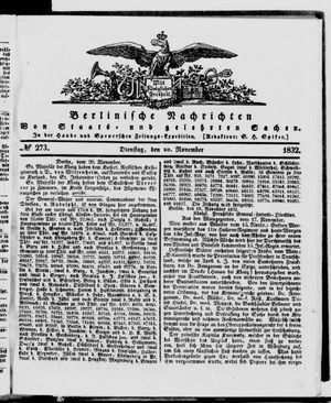 Berlinische Nachrichten von Staats- und gelehrten Sachen vom 20.11.1832