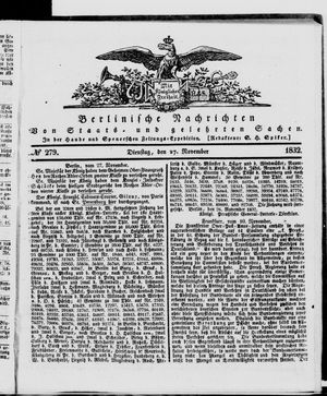 Berlinische Nachrichten von Staats- und gelehrten Sachen vom 27.11.1832