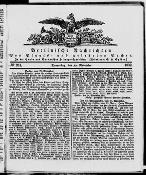 Berlinische Nachrichten von Staats- und gelehrten Sachen vom 29.11.1832