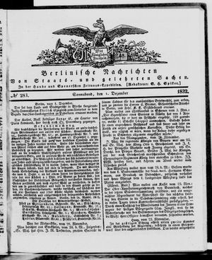 Berlinische Nachrichten von Staats- und gelehrten Sachen vom 01.12.1832
