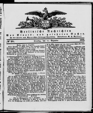 Berlinische Nachrichten von Staats- und gelehrten Sachen vom 11.12.1832