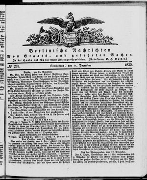 Berlinische Nachrichten von Staats- und gelehrten Sachen vom 15.12.1832