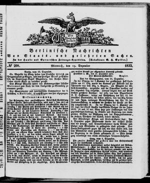 Berlinische Nachrichten von Staats- und gelehrten Sachen vom 19.12.1832