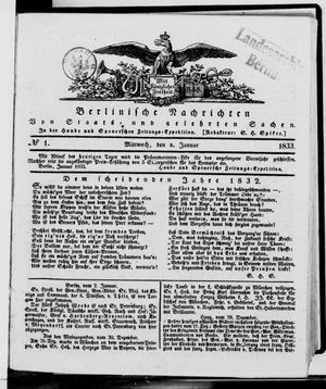 Berlinische Nachrichten von Staats- und gelehrten Sachen vom 02.01.1833