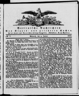 Berlinische Nachrichten von Staats- und gelehrten Sachen vom 09.01.1833