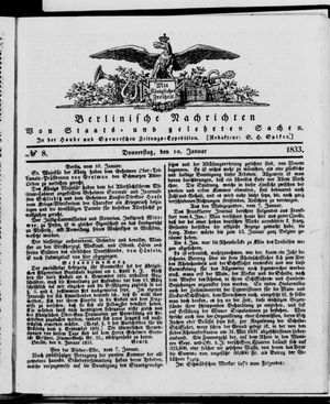 Berlinische Nachrichten von Staats- und gelehrten Sachen vom 10.01.1833