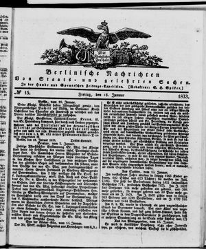 Berlinische Nachrichten von Staats- und gelehrten Sachen vom 18.01.1833