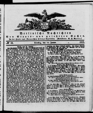 Berlinische Nachrichten von Staats- und gelehrten Sachen vom 22.01.1833