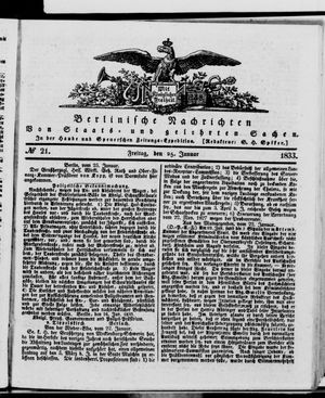 Berlinische Nachrichten von Staats- und gelehrten Sachen vom 25.01.1833