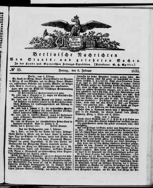 Berlinische Nachrichten von Staats- und gelehrten Sachen vom 08.02.1833