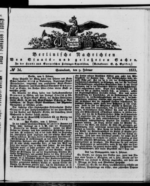 Berlinische Nachrichten von Staats- und gelehrten Sachen vom 09.02.1833