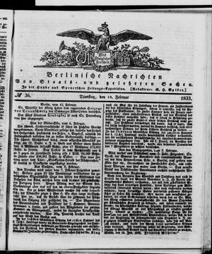Berlinische Nachrichten von Staats- und gelehrten Sachen vom 12.02.1833