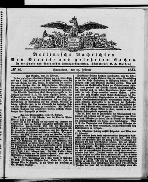 Berlinische Nachrichten von Staats- und gelehrten Sachen vom 23.02.1833