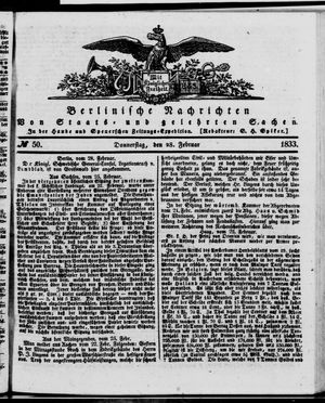 Berlinische Nachrichten von Staats- und gelehrten Sachen vom 28.02.1833