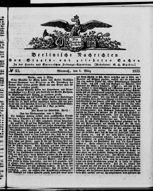 Berlinische Nachrichten von Staats- und gelehrten Sachen vom 06.03.1833