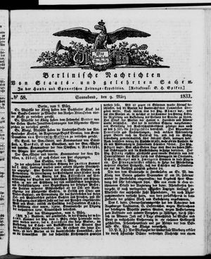 Berlinische Nachrichten von Staats- und gelehrten Sachen vom 09.03.1833
