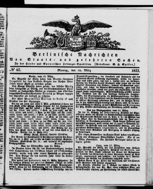 Berlinische Nachrichten von Staats- und gelehrten Sachen vom 18.03.1833