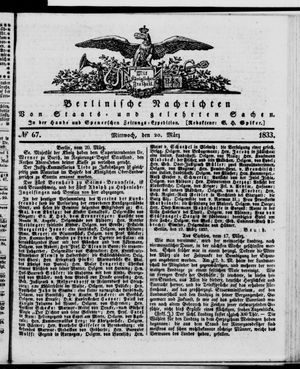 Berlinische Nachrichten von Staats- und gelehrten Sachen vom 20.03.1833