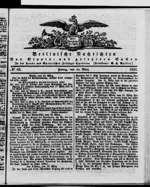 Berlinische Nachrichten von Staats- und gelehrten Sachen vom 22.03.1833