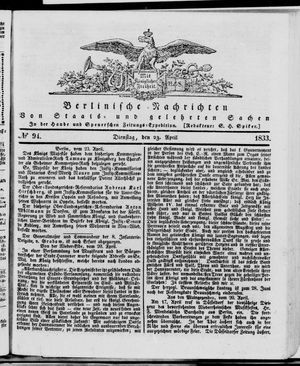 Berlinische Nachrichten von Staats- und gelehrten Sachen vom 23.04.1833