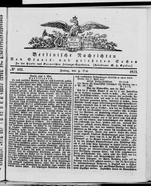 Berlinische Nachrichten von Staats- und gelehrten Sachen vom 03.05.1833