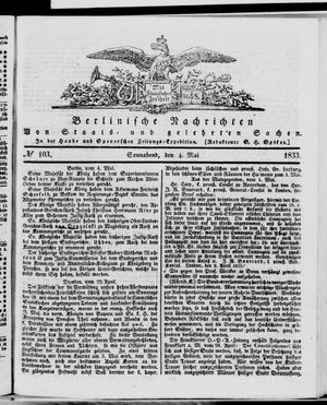 Berlinische Nachrichten von Staats- und gelehrten Sachen vom 04.05.1833
