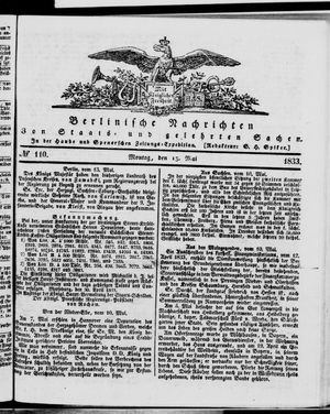 Berlinische Nachrichten von Staats- und gelehrten Sachen vom 13.05.1833
