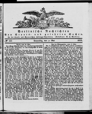 Berlinische Nachrichten von Staats- und gelehrten Sachen vom 30.05.1833