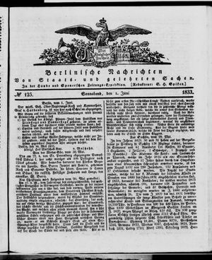 Berlinische Nachrichten von Staats- und gelehrten Sachen vom 01.06.1833