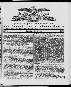 Berlinische Nachrichten von Staats- und gelehrten Sachen vom 08.06.1833
