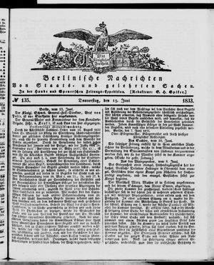 Berlinische Nachrichten von Staats- und gelehrten Sachen vom 13.06.1833